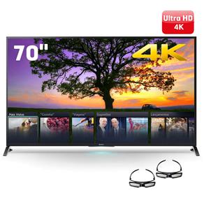 Smart TV 3D LED 70” 4k Sony XBR-70X855B com Motionflow 240Hz, Processador X-Reality Pro, Wi-Fi, Triluminos e 2 Óculos 3D