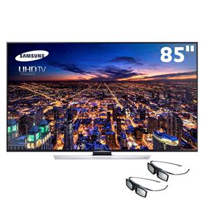 Smart TV 3D LED 85” 4K Ultra HD Samsung UN85HU8500 com UHD Upscalling, 1200Hz Clear Motion Rate, Wi-Fi e 2 Óculos 3D