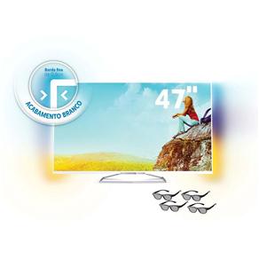 Smart TV 3D LED Branca Ultrafina 47” Full HD Philips 47PFG6519/78 com Ambilight, 480Hz Perfect Motion Rate, Pixel Precise HD, Wi-Fi e 4 Óculos 3D
