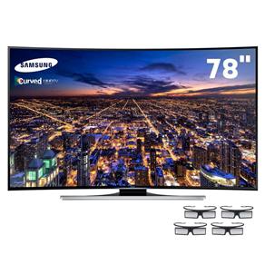 Smart TV 3D LED Curved 78” Ultra HD 4K Samsung UN78HU9000 com UHD Upscalling, Smart Interaction, 1440Hz Clear Motion Rate e 4 Óculos 3D
