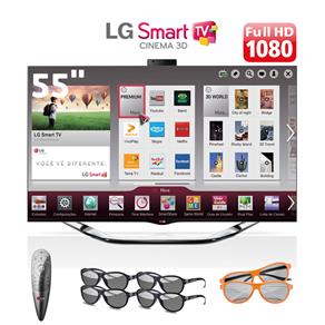 Smart TV 3D LED LCD 55" Cinema Full HD LG 55LA8600 com Tecnologia MHL*, TruMotion 240hz, Função Time Machine II, 4 Óculos 3D e 2 Óculos Dual Play