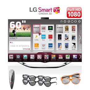 Smart TV 3D LED LCD 60" Cinema Full HD LG 60LA8600 com Tecnologia MHL*, TruMotion 240hz, Função Time Machine II, 4 Óculos 3D e 2 Óculos Dual Play