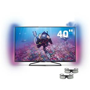 Smart TV 3D LED Ultrafina 40” Full HD Philips 40PFG6309/78 com Ambilight, 240Hz Perfect Motion Rate, Pixel Plus HD, Wi-Fi e 2 Óculos 3D