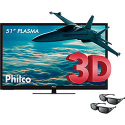 Smart TV 3D Plasma 51" Philco PH51C21PSG HD Plasma 3 HDMI 2 USB 60Hz