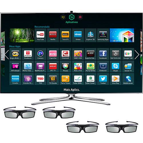 Smart TV 3D Samsung 46" LED Full HD 46F7500 - Interaction Quad Core Wi-Fi 4 Óculos 3D