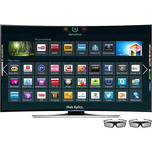 Smart TV 3D Samsung 65" UN65HU8700GXZD Ultra HD 4k - 4 HDMI 2.0 3 USB 1200Hz Quad Core Smart View Função Futebol + 2 Óculos 3D