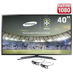 Smart TV 3D Slim LED 40” Full HD Samsung 40F6400 com Função Futebol, 120Hz Auto Motion Rate, Wi-Fi e 2 Óculos 3D - Smart TV 3D
