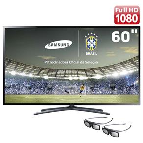 Smart TV 3D Slim LED 60” Full HD Samsung 60F6400 com Função Futebol, 120Hz Auto Motion Rate e Wi-Fi