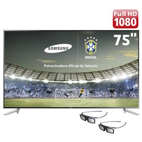 Smart TV 3D Slim LED 75” Full HD Samsung 75F6400 com Função Futebol, 120Hz Auto Motion Rate e Wi-Fi