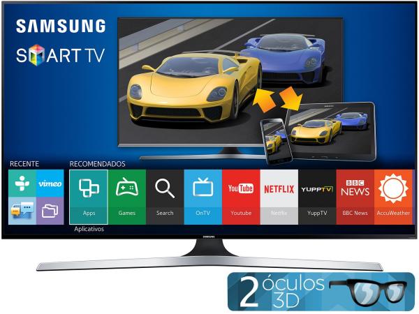 Smart TV Gamer LED 3D 40” Samsung UN40J6400 - Full HD 4 HDMI 3 USB 2 Óculos