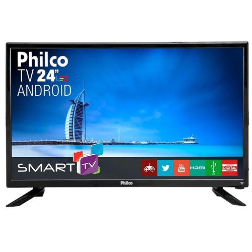 Smart TV LED 24" 1 HDMI ATV DTV CATV 2 USB 60hz Philco PTV24N91SA