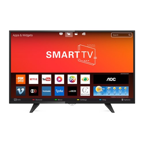 Smart Tv Led 43" Aoc Le43s5970 Full Hd 2 Usb 3 Hdmi Preto com Conversor Digital
