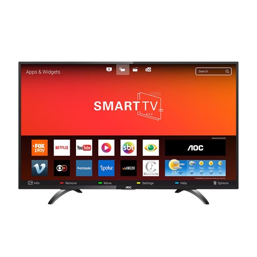 Smart Tv Led 43" Aoc Le43s5970s Full Hd 3 Hdmi 2 Usb Preta com Conversor Digital