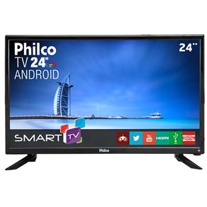 Smart TV LED 24" Full HD Philco PTV24N91SA com Processador Quad-core, Midiacast, Som Surround, HDMI e USB