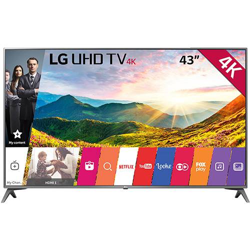 Smart TV LED 43" LG 43UJ6565 Ultra HD 4K Conversor Digital Wi-Fi 4 HDMI 2 USB Webos 3.5 Hdr 3 Sound Synk
