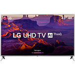 Smart TV LED 43" LG 43UK6510 Ultra HD 4k com Conversor Digital 4 HDMI 2 USB Wi-Fi Thinq Ai Dts Virtual X 60Hz Inteligencia Artificial - Prata
