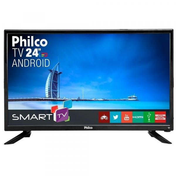 Smart TV LED 24" Philco PTV24N91SA, 1 HDMI, 2 USB, 60Hz, ATV, DTV e CATV