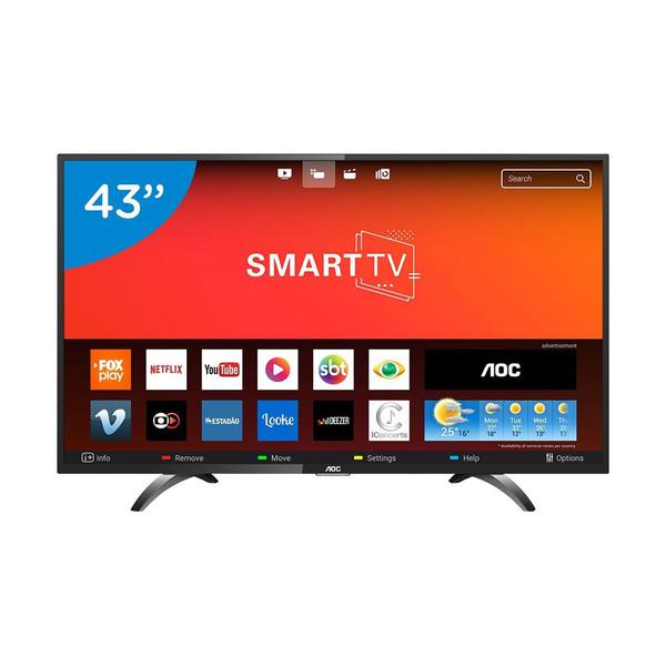 Smart TV LED 43 Polegadas AOC LE43S5970S Full HD Wi-Fi 2 USB 3 HDMI