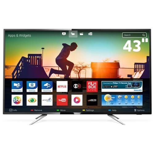 Smart TV LED 43" UHD 4K Philips 43PUG6102 com Micro Dimming, Pixel Plus, Incredible Surround, HDMI e USB