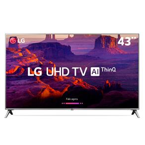 Smart TV LED 43" Ultra HD 4K LG 43UK6520PSA com IPS, Inteligência Artificial ThinQ AI, WI-FI, Processador Quad Core, HDR 10 Pro, HDMI e USB