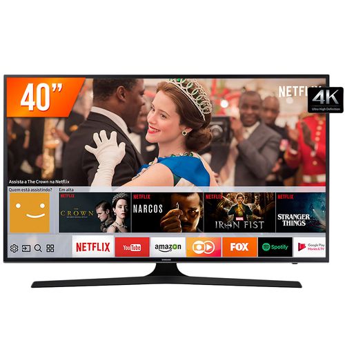 Smart TV LED 40'' UHD 4K Samsung 40MU6100 3HDMI 2USB com Wifi e Conversor Digital Integrados