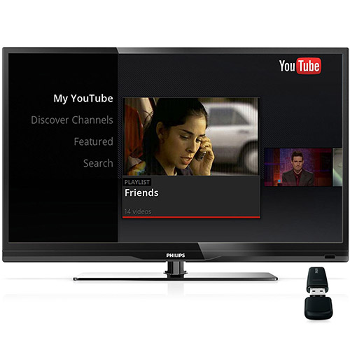 Smart TV LED 46" Philips 46PFL4707 Full HD - 3 HDMI 2 USB DTVi DLNA 120Hz + Adaptador Wi-Fi - Philips