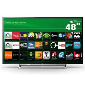 Smart TV LED 48” Full HD Sony KDL-48W605B com Motionflow 240hz, Processador X-Reality PRO, Wi-Fi e Entradas HDMI e USB