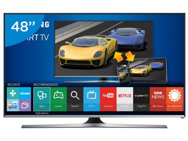 Smart TV LED 48” Samsung Full HD Gamer J5500 - Conversor Digital Wi-Fi 3 HDMI 2 USB