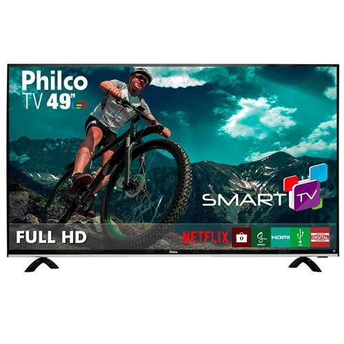 Smart Tv Full Hd Led 49" Philco Ptv49e68dswn Full Hd 3 Hdmi 1 Usb Preta com Conversor Digital Integrado