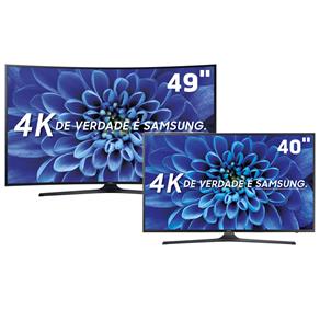 Smart TV LED 49" UHD 4K Curva Samsung 49KU6300 + Smart TV LED 40" Ultra HD 4K Samsung 40KU6000