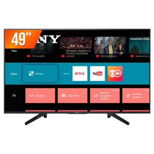 Smart TV LED 49'' Ultra HD 4K Sony KD-49X705F 3 HDMI 3 USB Wi-Fi