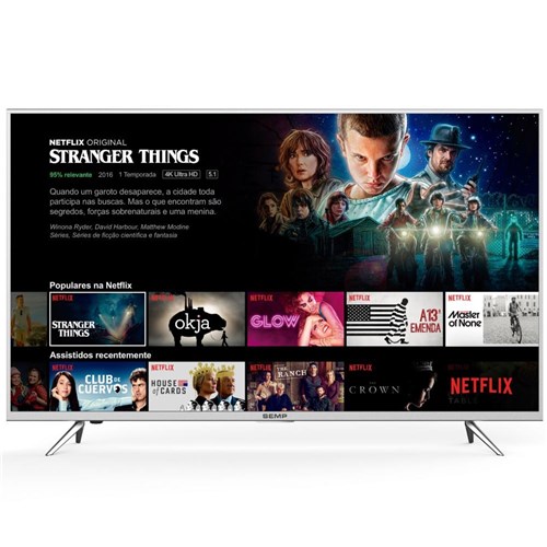 Smart Tv Led 4K Uhd Hdr 55¿ Semp com Conversor Digital Wi-Fi Netflix Youtube 3 Hdmi 2 Usb K1us