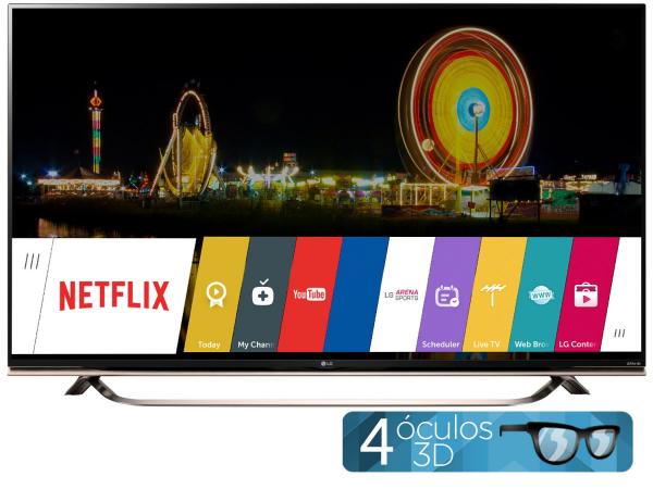 Smart TV LED 4k Ultra HD 3D 65” LG 65UF8500 - Conversor Integrado 3 HDMI 3 USB Wi-Fi 4 Óculos