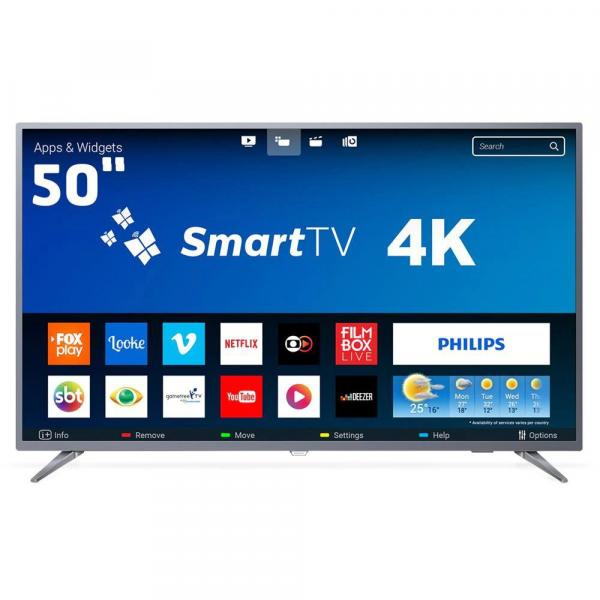 Smart TV LED 50 1D Philips 50PUG6513/78 4K UHD com WI-FI, 2 USB, 3 HDMI, Sleep Timer e 60Hz