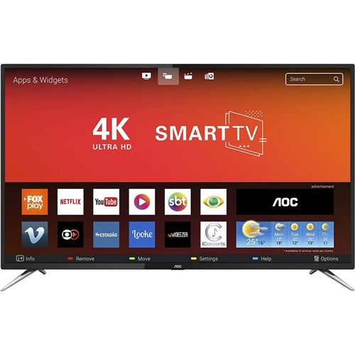 Smart TV LED 50" Full HD 4K, Wifi, USB, HDMI AOC Bivolt L43S4900