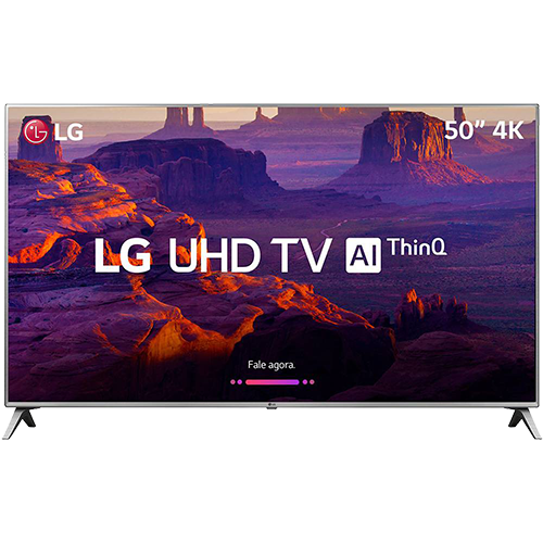 Smart TV LED 50" LG 50UK6510 Ultra HD 4k com Conversor Digital 4 HDMI 2 USB Wi-Fi ThinQ AI WebOS 4.0 60Hz Inteligencia Artificial - Prata