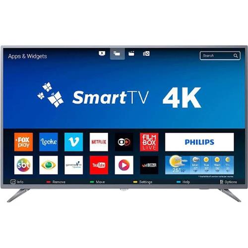 Smart TV LED 50" Philips Ultra HD, 4k, Conversor Digital, 3 HDMI, 2 USB, Wi-Fi, 60hz, Prata - 50PUG6