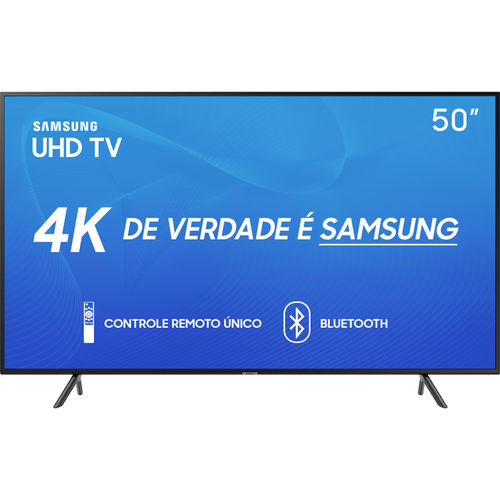 Smart TV LED 50" Samsung UN50RU7100GXZD Ultra HD 4K com Conversor Digital 3 HDMI 2 USB Wi-Fi Visual Livre de Cabos Controle Remoto Único e Bluetooth
