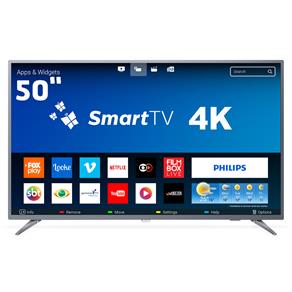 Smart TV LED 50" UHD 4K Philips 50PUG6513 com HDR, Processador Quad-core, Wi-Fi, Miracast, Ginga, TV Remote App, HDMI e USB