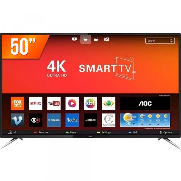 Smart TV LED 50" Ultra HD 4K AOC LE50U7970S 4 HDMI 2 USB Wi-Fi Conversor Digital