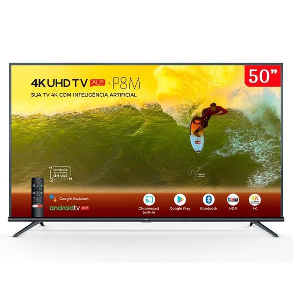 Smart TV LED 50” Ultra HD 4K TCL 50P8M Android 3 HDMI 2 USB Wi-Fi