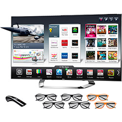 Smart TV LED 55" LG Cinema 3D 55LM9600 Full HD Conversor Digital Integrado 4 HDMI 3 USB Wi-Fi + 4 Óculos 3D e 2 Óculos Dual Play