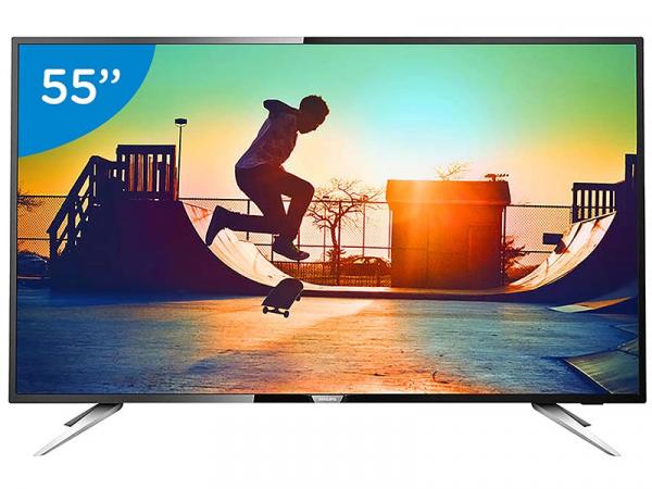 Smart TV LED 55” Philips 4K/Ultra HD 55PUG6102/78 - Conversor Digital Wi-Fi 4 HDMI 2 USB DTVi