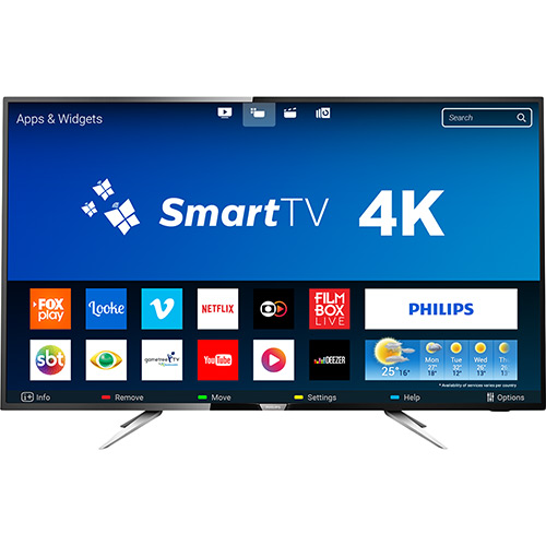 Smart TV LED 55" Philips 55PUG6102/78 UHD 4K com Conversor Digital 4 HDMI 2 USB Wi-Fi 60Hz