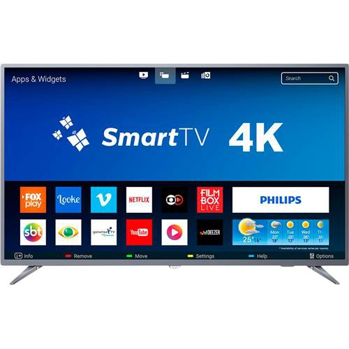 Smart TV LED 55" Philips 55PUG6513/78 Ultra HD 4k com Conversor Digital 3 HDMI 2 USB Wi-Fi 60hz - Pr