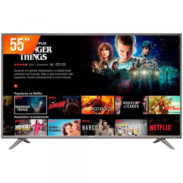 Smart TV LED 55" Semp 55SK6200 Ultra HD 4k, Wi-Fi, 2 USB, 3 HDMI, Netflix, Youtube