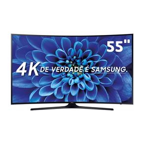 Smart TV LED 55" UHD 4K Curva Samsung 55KU6300 com HDR Premium, Conteúdo Smart 4K, Plataforma Tizen, Controle Smart, Espelhamento de Tela, HDMI e USB