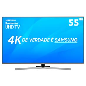 Smart TV LED 55" UHD 4K Samsung 55NU7400 com HDR Premium, Bixby, Controle Remoto Único, Visual Livre de Cabos, Processador Quad-Core, HDMI e USB