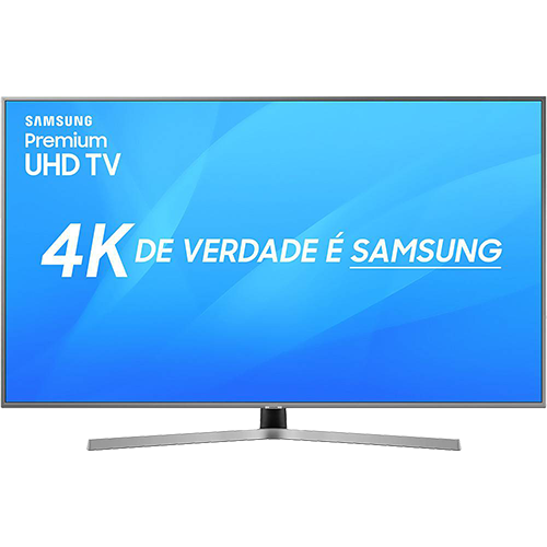 Smart TV LED 55" UHD Samsung 55NU7400 Ultra HD 4k com Conversor Digital 3 HDMI 2 USB Wi-Fi Visual Livre de Cabos Controle Remoto Único HDR Premium Bixby