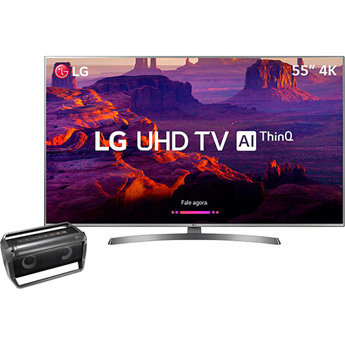 Smart TV LED 55'' Ultra HD 4K LG 55UK6530 com IPS Inteligencia Artificial ThinQ AI WI-FI Processador Quad Core e HDR10Pro +Lg Bluetooth Speaker Pk5 20w Rms 2